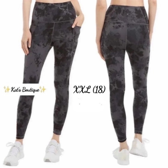 (NWT) Danskin Ladies Gray/Black High Rise 7/8 Tie Dye Pocket Legging, XXL (18) - Picture 1 of 5